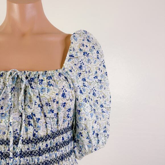 Johnny Was Camille Puff Sleeve Square Smocked Floral Cottagecore Midi Dress NWT - Picture 5 of 13